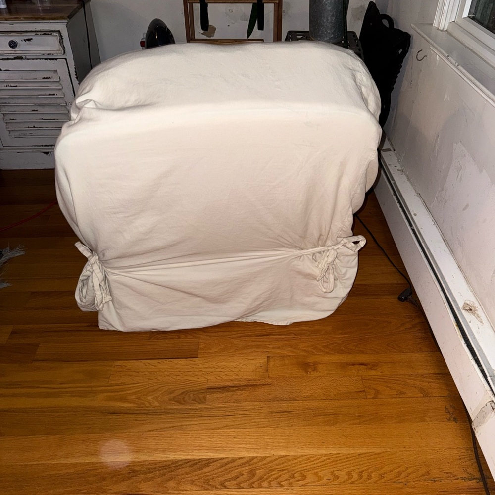 Cream Slipcover Chair Cover - Soft Cotton Blend - Picture 4 of 5